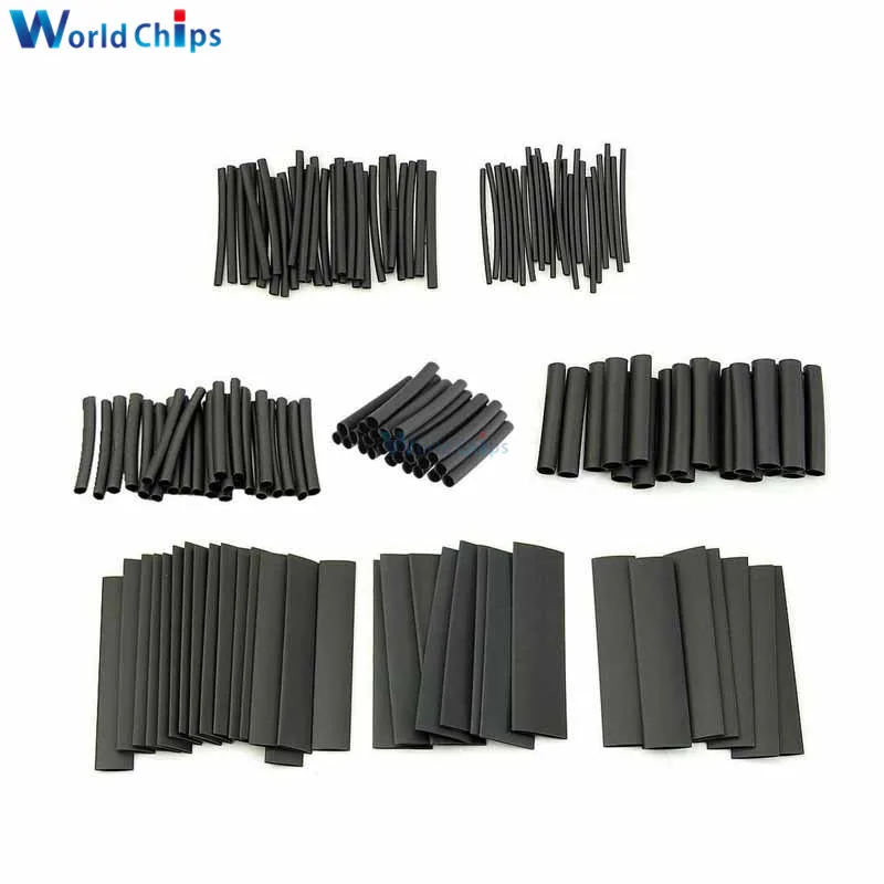 70pcs/lot Polyolefin 2:1 Shrinking Assorted Insulation Heat Shrink Tube Wire Cable Insulated Black Sleeving Tubing | Электронные