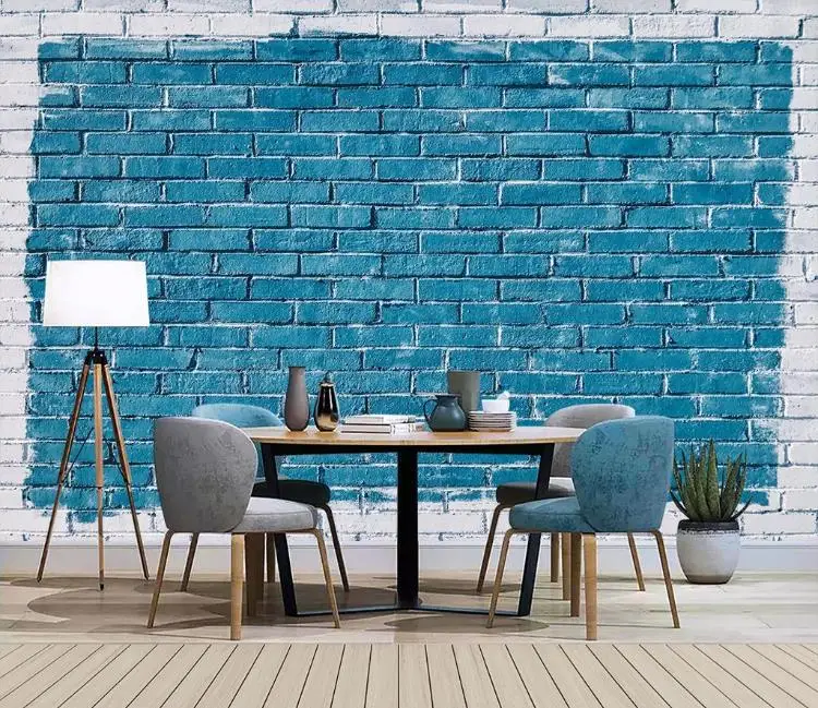 Большие 3D обои роспись на заказ Ностальгический stucco синяя кирпичная стена