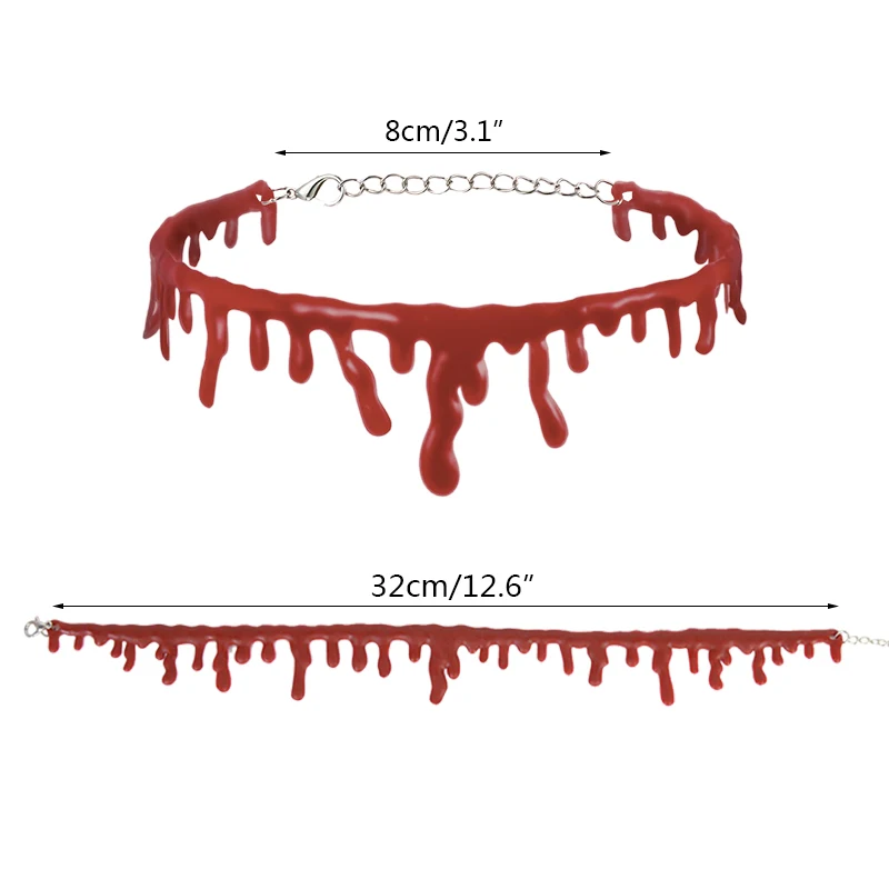 

Halloween Blood Choker Necklace Blood And Cut The Gothic Style Red Blood Drip Necklace Decoration Gifts New Fashion Horror Party