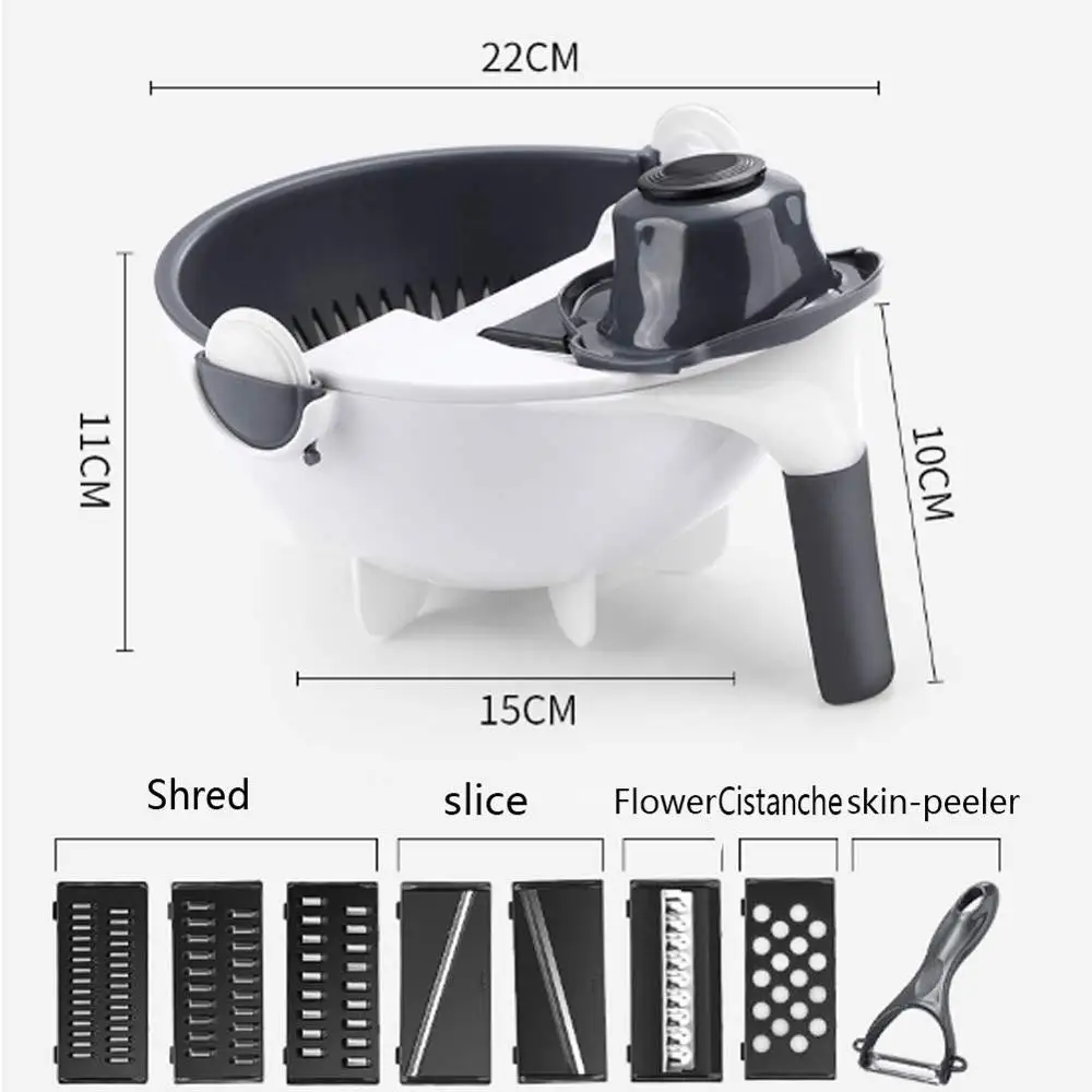 

9-In-1 Vegetable Cutter Set, Multifunctional Kitchen Slicer Food Chopper Rotate Vegetable Slicer Portable Vegetable Grater Set