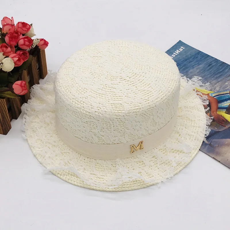 

202102-fcm-25 new summer lace flower grace lady paper holiday fedoras cap women leisure panama jazz hat