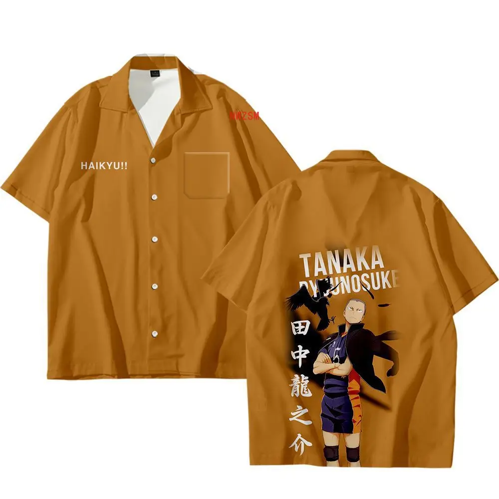 Аниме Haikyuu Cosplay Костюм Повседневная рубашка с короткими рукавами и пуговицами для