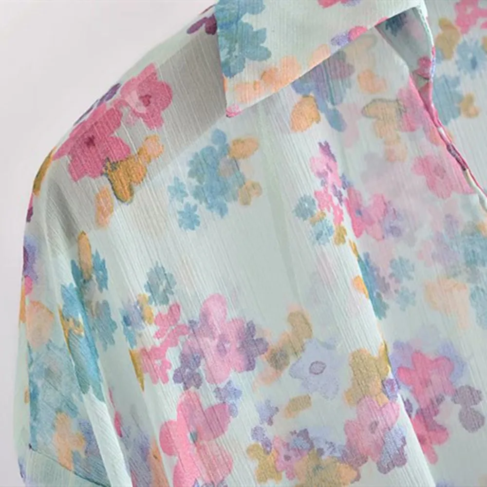 

2021 new floral plus size loose top and women's shirt women's casual chiffon summer clothing