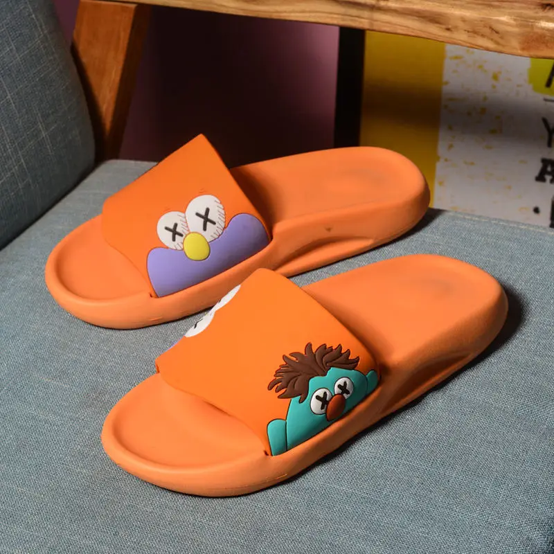 

Summer Cute Cartoon Women Casual Slippers Couple Fashion Orange Slides Women Non Slip Home Slippers Women zapatillas casa mujer