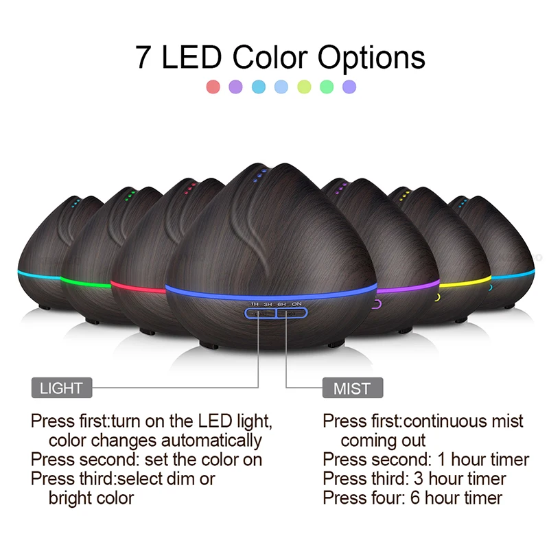 400 мл Арома диффузор для эфирных масел ультразвуковой увлажнитель воздуха