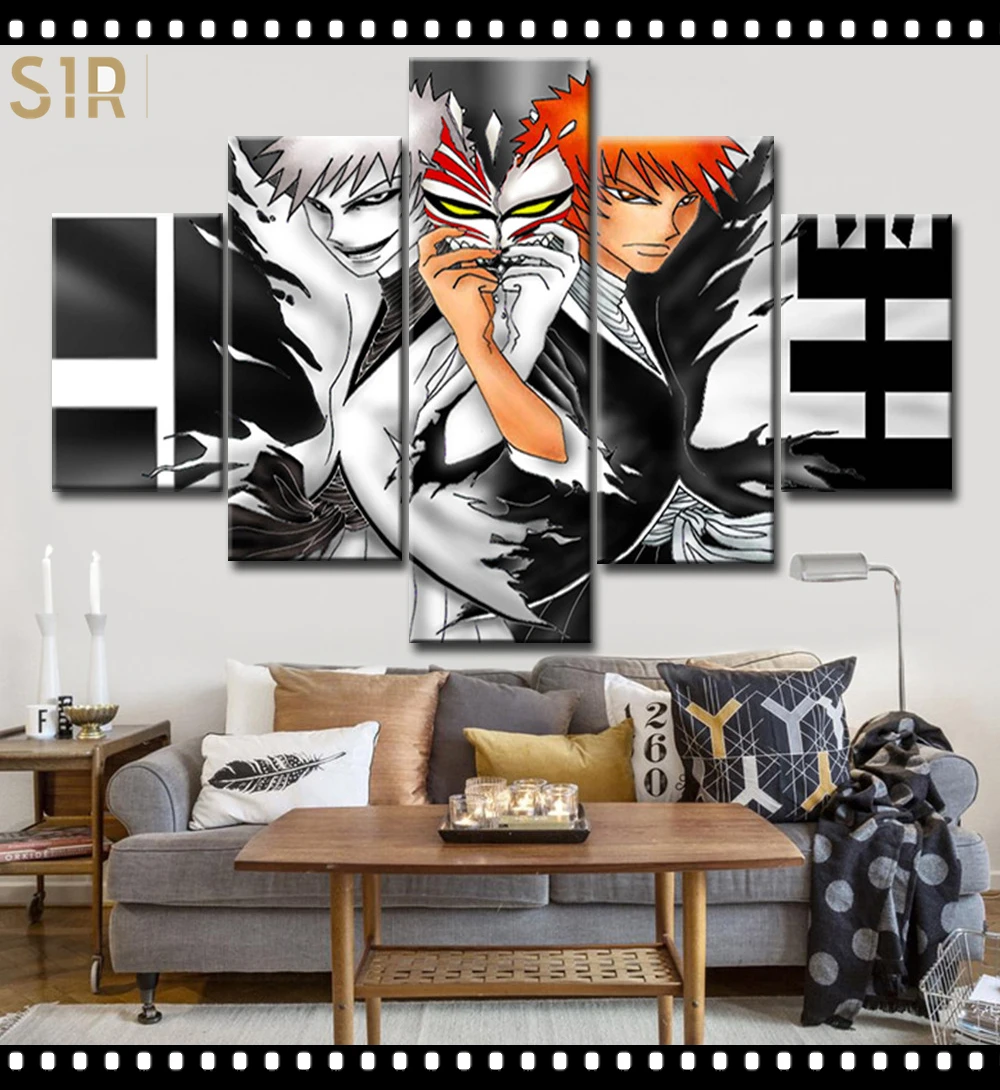 

Bleach Wall Art 5 Pieces Canvas Painting Poster Pictures Home Decor Living Room HD Printed Game Poster Anime Wall Art