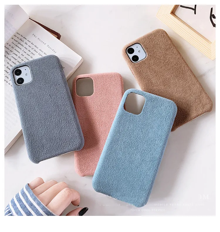 Gimfun зимний приятный на ощупь плюшевый чехол для телефона Iphone 12 11 однотонный