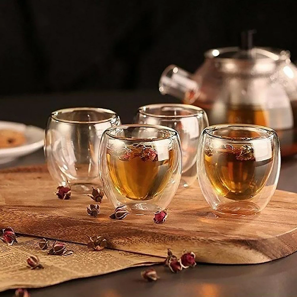 

6PCS Heat-Resistant Double Wall Glass Cup Beer Espresso Coffee Cup Set Handmade Mug Tea Glass Whiskey Glass Cups Drinkware