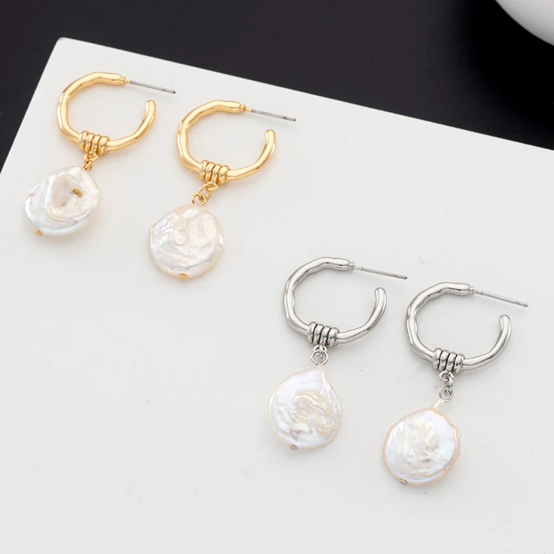 

Jaeeyin 2021 Trendy Baroque Pearl Earring New Arrivals Vintage Temperament Small Gold Hoop Earrings For Women Festival Gift