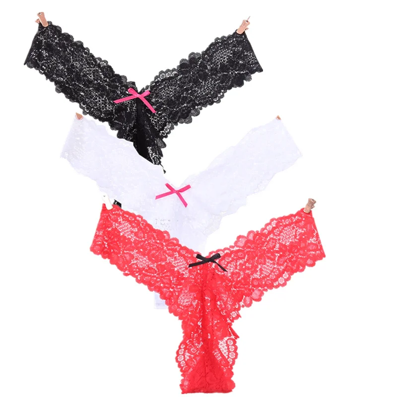 3 шт./лот полностью кружевные женские стринги размера плюс супер нижнее белье