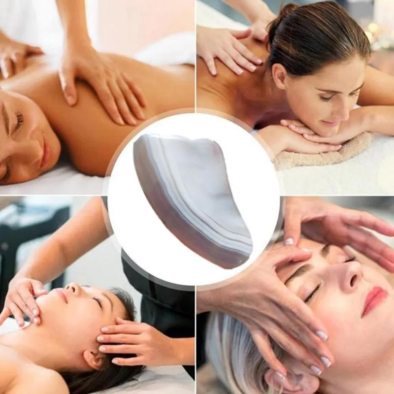 

Natural Agate Gua Sha Scraper Jade Massage Board For Face,Back Stone Full Body Shoulder, Slimming Massage Plates and M4P7