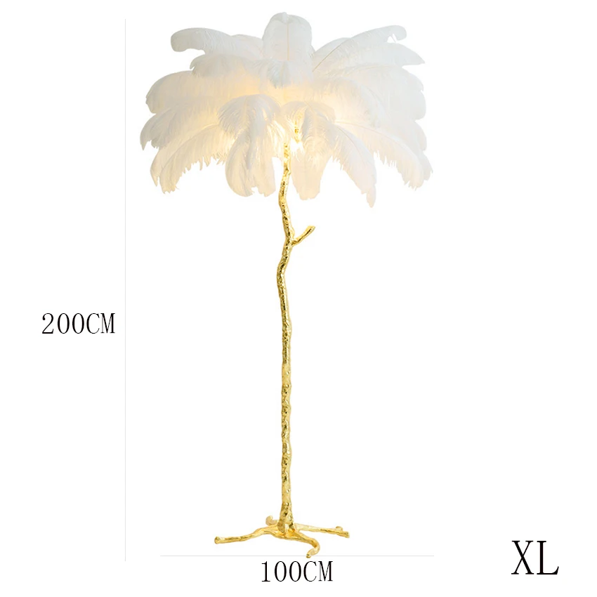 Nordic Floor Lamp Ostrich Feather for Living Room Gold Resin Body Indoor Tall Lamps Bedroom | Освещение