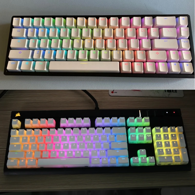 Клавишные колпачки RGB 143 раскладка ANSI PBT пудинг Двойная кожа молочная съемка с