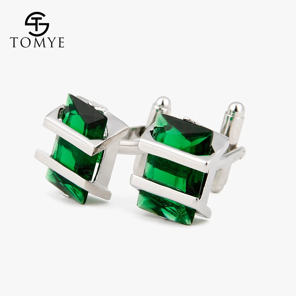 XK18S016 Green TOMYE роскошные Запонки кристалл простые украшения мода для повседневной принадлежности для мужчин XK18S016 - Окраска металла: XK18S016 Green
