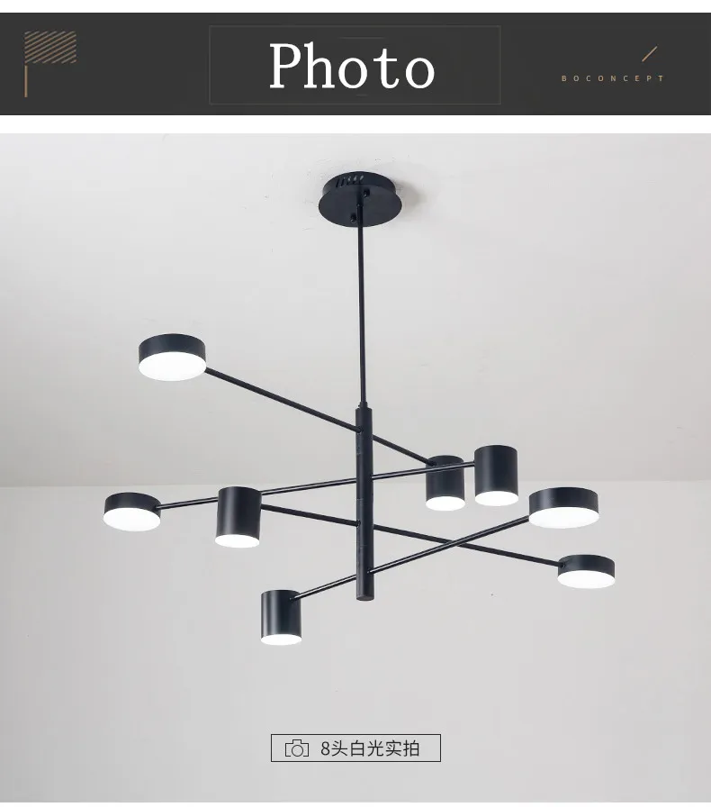 Nordic Led Ceiling Chandelier Light Lamp with Black Round Long for the Living Room Loft Bedroom Hall Dining Room Home Decor Lamp
