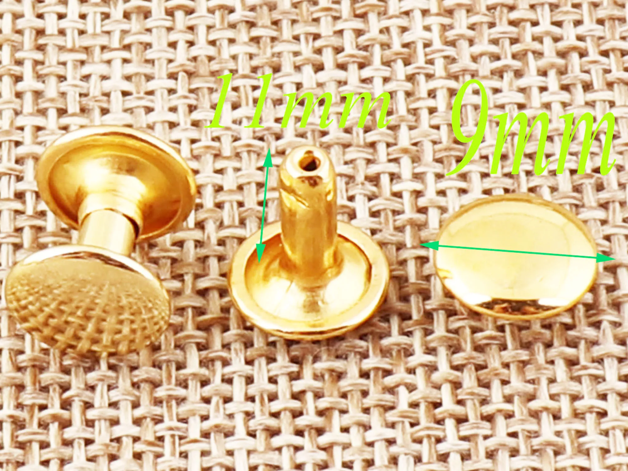 Заклепки кожаные с двумя золотыми колпачками 9 х11 мм (a6) 200 комплектов | Дом и сад