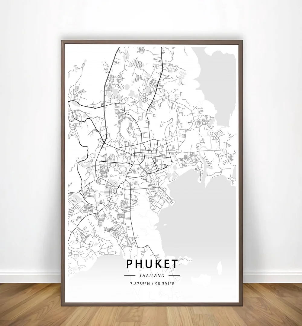 Perth Australia Peterborough Philadelphia Phnom Penh Phoenix Phuket Modern City Map Canvas Art Print Home Room Decor Poster | Дом и сад