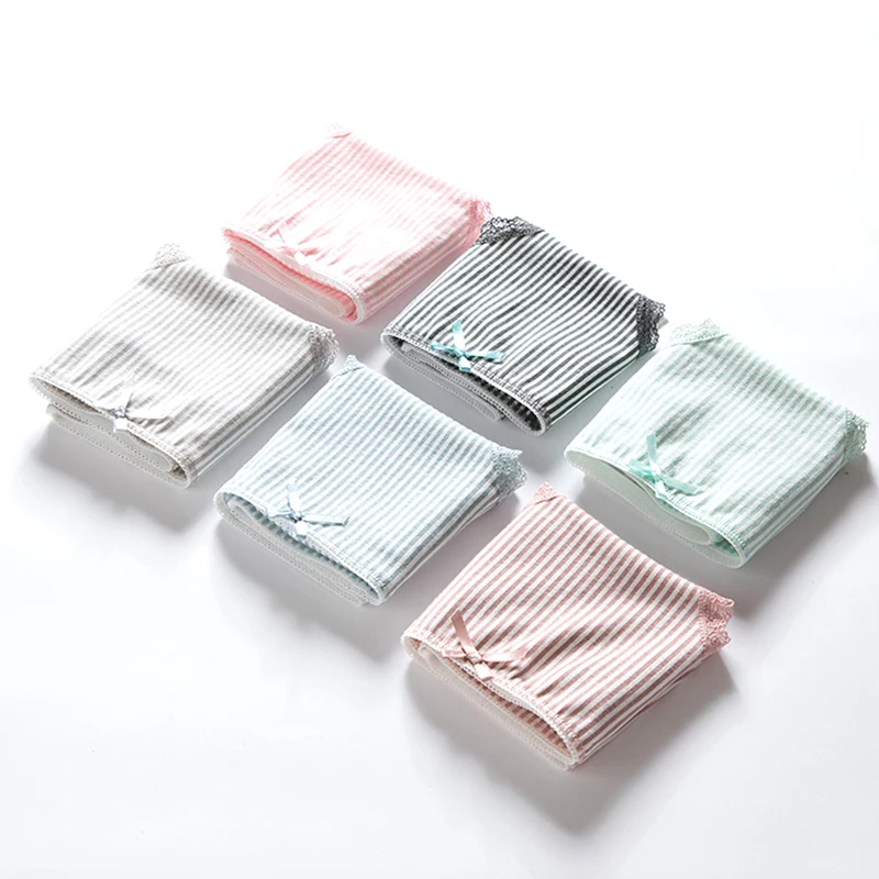 Женские трусики хлопковые Модные женские полосатые с бантом для девочек милое