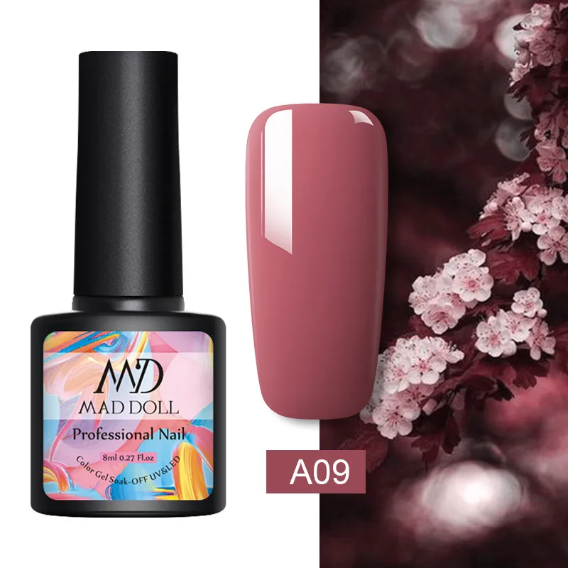 A09 MAD DOLL 8 мл гель лак для ногтей сладкие долговечные цвета личная гигиена лак для ногтей однократный дизайн ногтей DIY Красота гель для дизайна - Цвет: A09