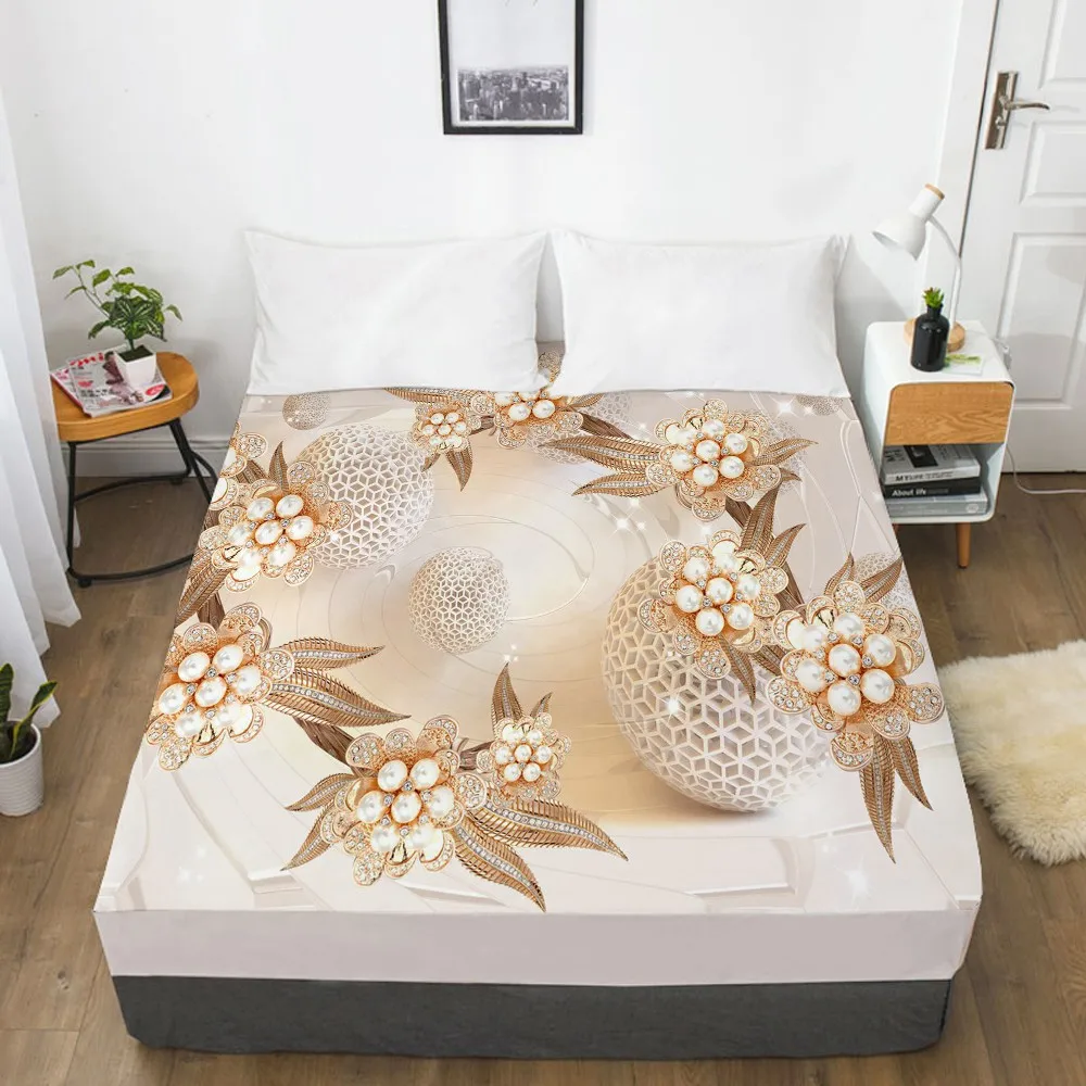 

3D Fitted Sheet Custom Single Double King Size Mattress Cover With Elastic Bed Sheet 180x200 Bedding Rose For Wedding Microfiber
