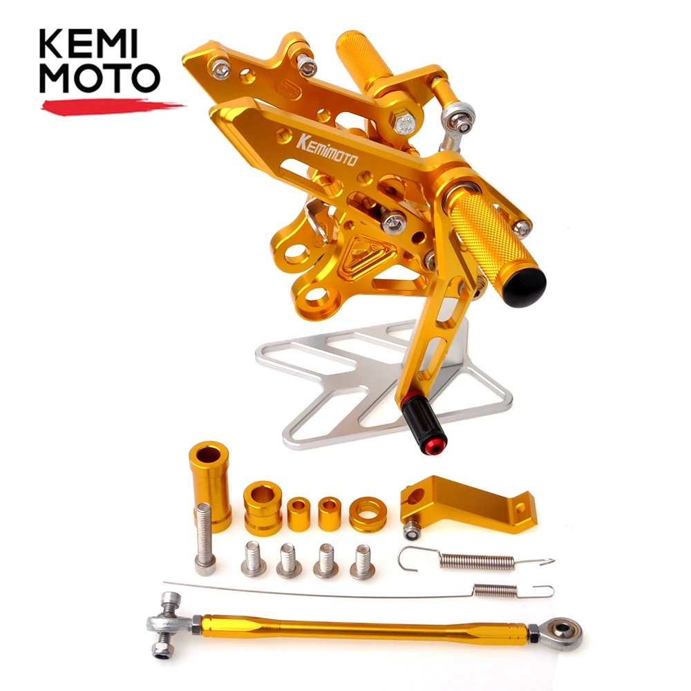Gold KEMiMOTO Мотоциклетные аксессуары подножки с ЧПУ Регулируемые Задние подножки для HONDA Grom MSX 125 MSX125 2013 - Цвет: Gold