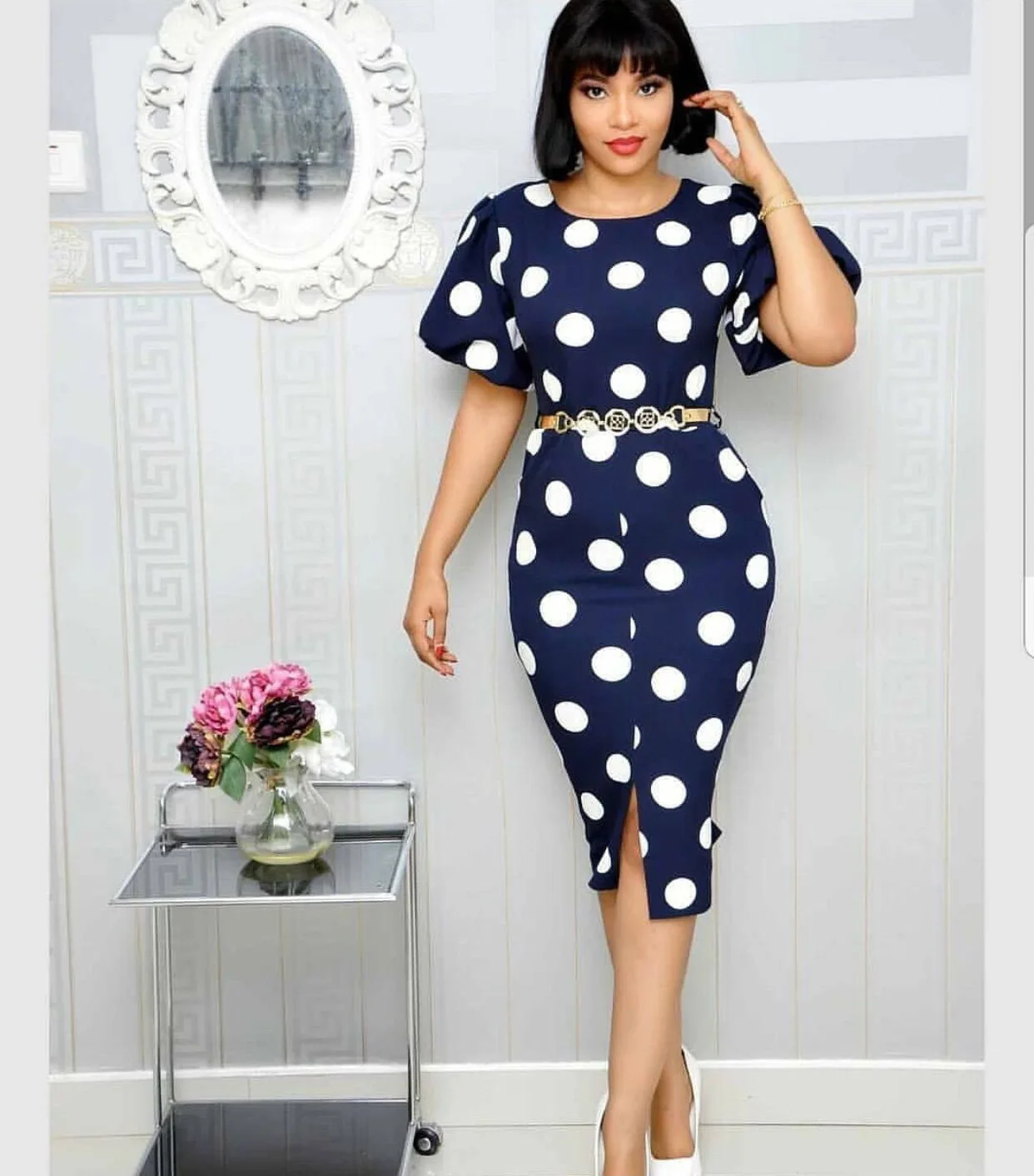 Женское офисное платье-миди с коротким рукавом элегантное облегающее