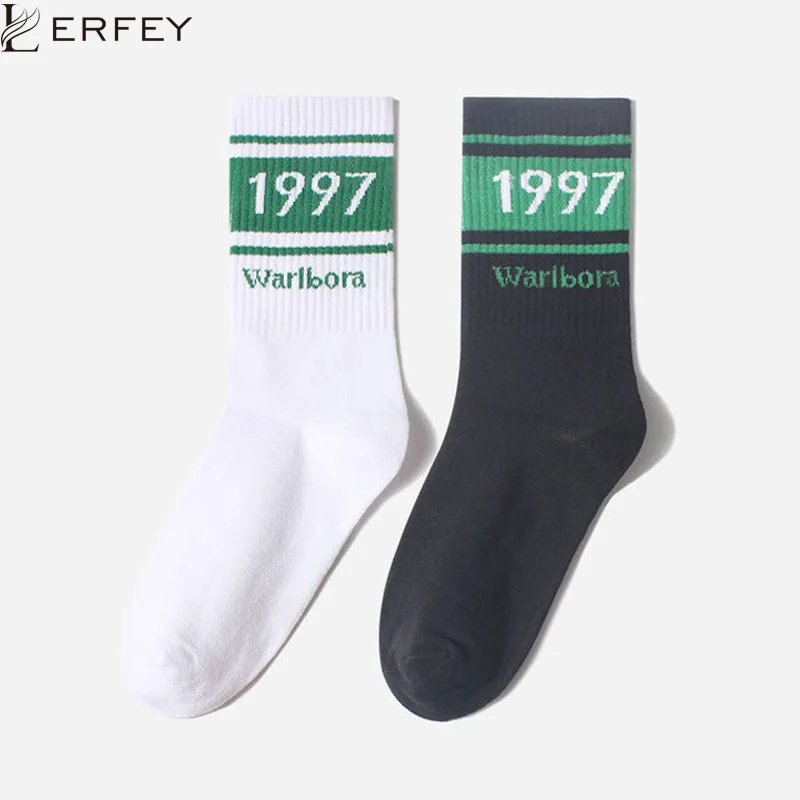 LERFEY полосатые короткие носки женские Харадзюку С буквенным принтом длиной до