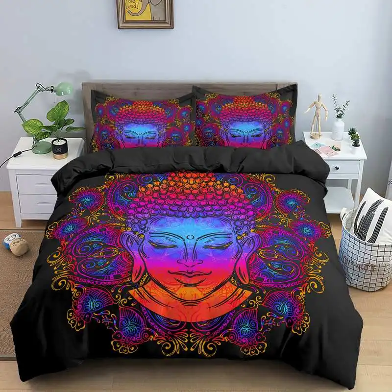 

3D Buddha Printed Bedding Set 2/3pcs Duvet Cover set Pillowcases comforter bedding sets bed Buddhist India