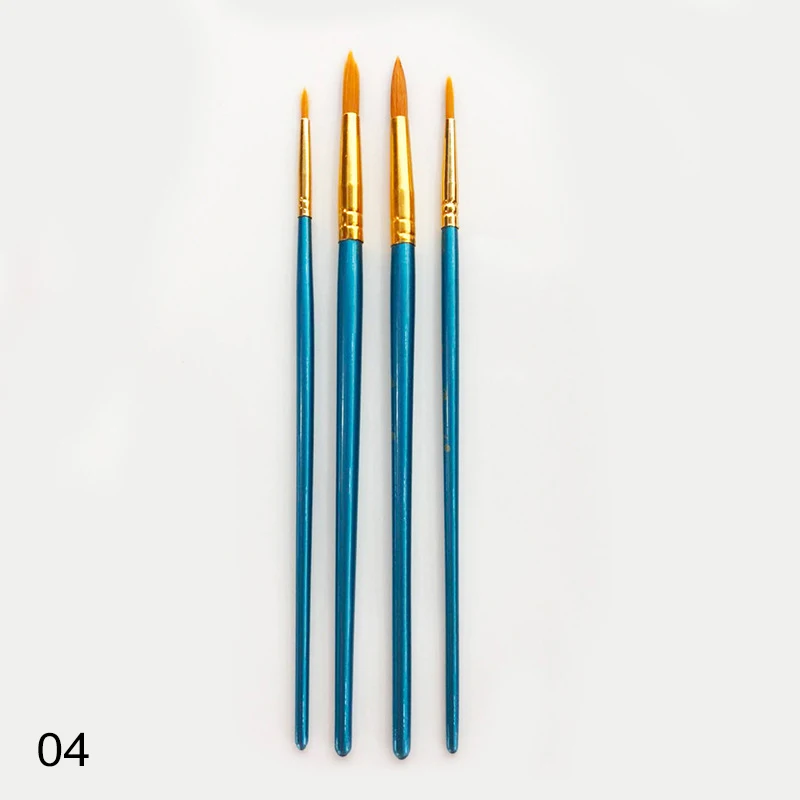 4 шт., деревянная ручка, алюминиевая трубка, кисть для художника, портативная ручка для рисования, кисти для живописи маслом, рисование, художественные принадлежности, нейлоновые волосы