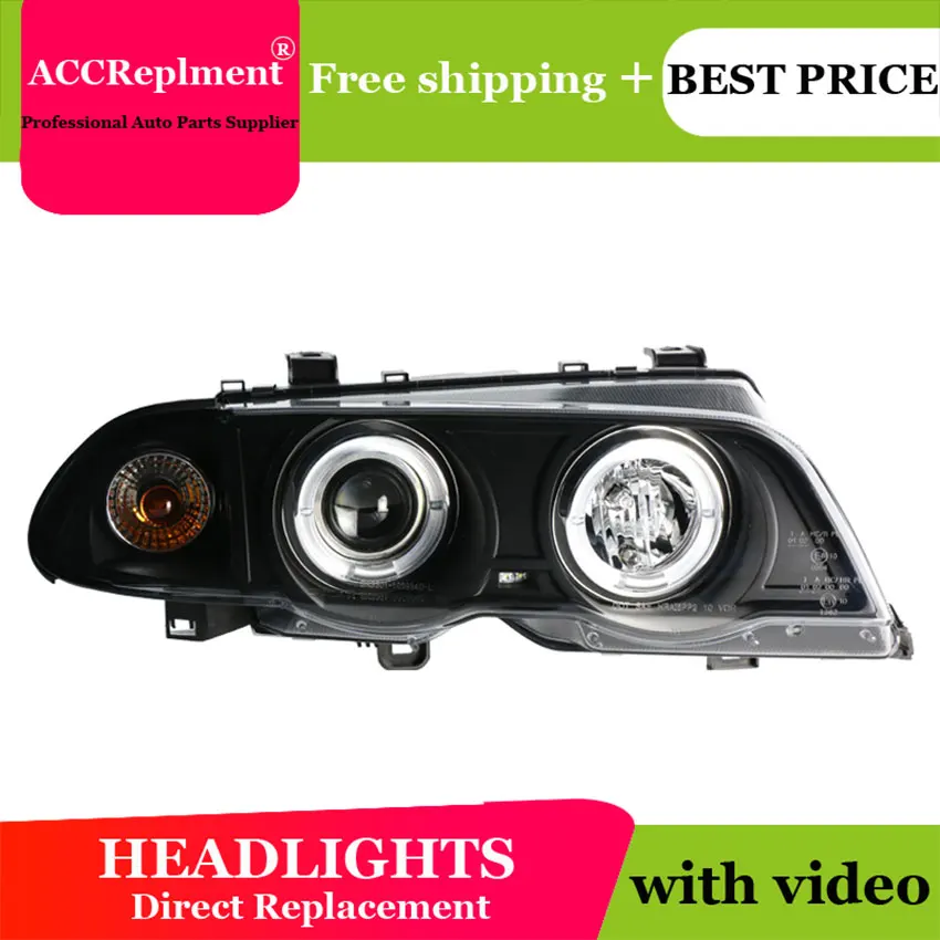 

Car Styling For BMW E46 Headlights 4 Doors U Angel Eyes 1998-2001 For BMW E46 LED Light Bar Q5 Bi Xenon Lens LED Bulb Projector