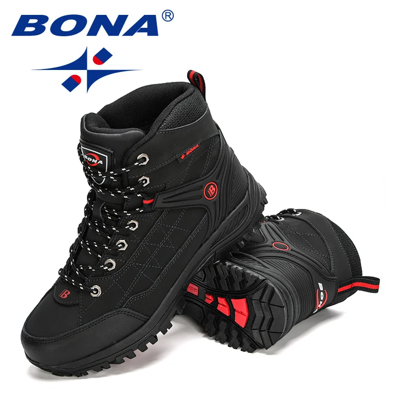 BONA New Arrival Men Winter Shoes Action Leather Working Boots Man High Top Plush Snow Boots Masculino Anti-Slip ShoesShoes
