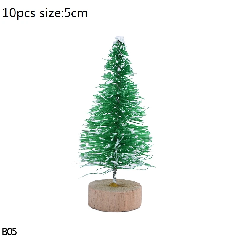 B05-5cm-10pcs green Разноцветная белая зеленая искусственная мини-елка для детей DIY Деревянная Рождественская миниатюрная Рождественская елка настольное украшение сосны - Цвет: B05-5cm-10pcs green