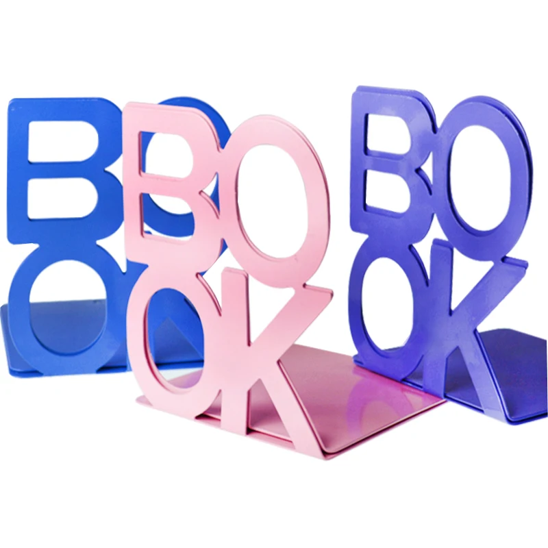 2 Pcs Alphabet Shaped Metal Bookends Creative Iron Book Support Holder Desk Organizer Shelf Stand Office Supplies | Дом и сад