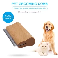 pet hair removal comb solid wood handle stainless steel massage edges dog grooming comb hair comb brush cat dog accessories