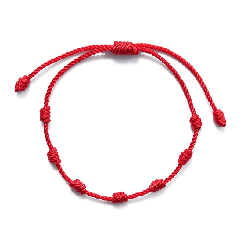 

7 Knots Red String Bracelets for Protection Good Luck Amulet For Success Prosperity Handmade Rope Bracelet Ojo Jewelry Wholesale