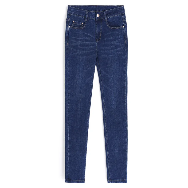 

Free Shipping Ladies 2019 Autumn And Winter Large Size High Waist Stretch Jeans Casual Slimming Pencil Feet Trousers