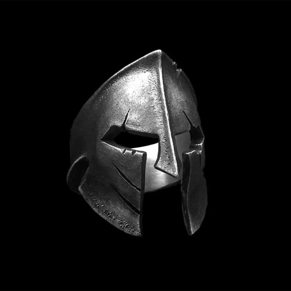 Классическое Винтажное кольцо шлем короля Спарты мужские кольца из нержавеющей