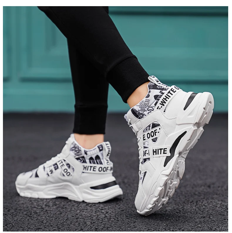 

Autumn Winter High Top Men's Shoes Trend Versatile Trainers Casual Shoes Plus Velvet Warm Cotton Shoes Single Shoes