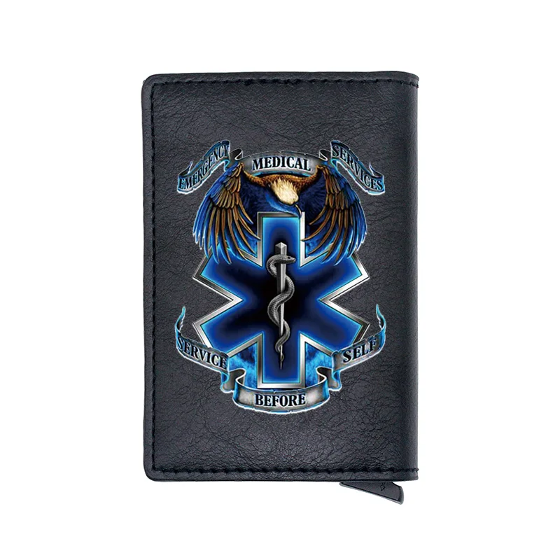

2021 New Arrival Eagle EMT Design Brown Digital Printing Leather Card Holder Wallet Unique Men Women Short Thin Purse Gift
