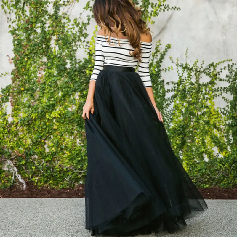 Нам Женская Мода Летнее Длинное Двойка фатиновое платье-макси в полоску без