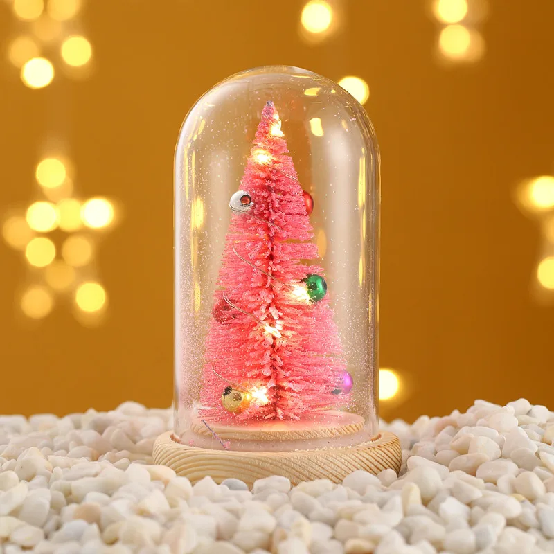 

Artificial Eternal Christmas Tree LED Light Beauty The Beast In Glass Cover Christmas Home Decor For New Year Gift