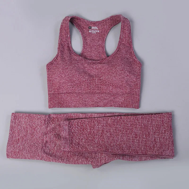 

Women Vital Seamless Yoga Set Fitness Clothing High Waist Gym Leggings+Padded Push Up Sports Bra Running Sportswear Track Suit