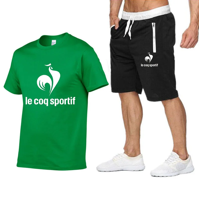

2021 popular new cotton men's T-shirt + Sports Shorts Set summer high quality cotton T-shirt sports running set