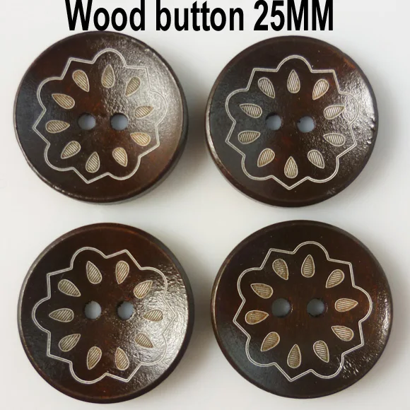 20 шт 25 мм глубокий кофе деревянные резные пуговицы цветок пальто бабочка кнопка