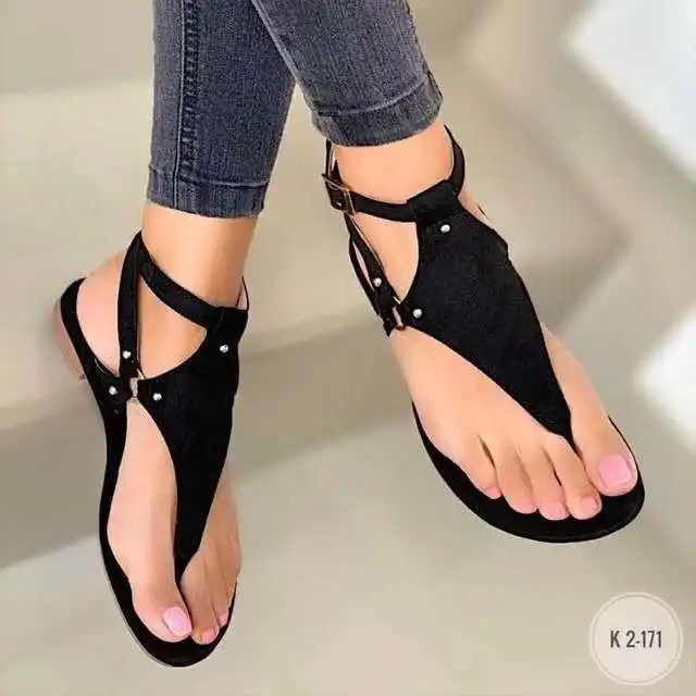 

Women Sandals 2021 Summer Outdoor Beach Flip-flop Sandals Solid Fashion Gladiator Sandals Women Flats Casual Sandalias De Mujer