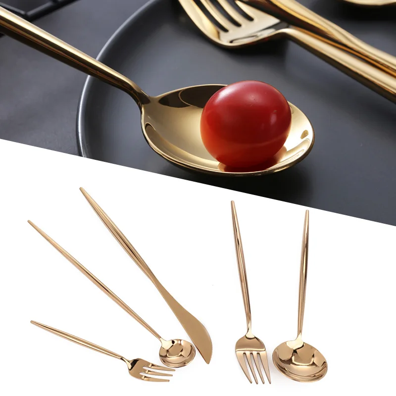 Подарочные столовые приборы для дома баров из розового золота посуда