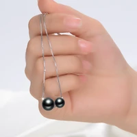 solid 925 silver necklace black pearl jewelry pendant for women link chain collares mujer silver 925 jewelry naszyjnik pendants