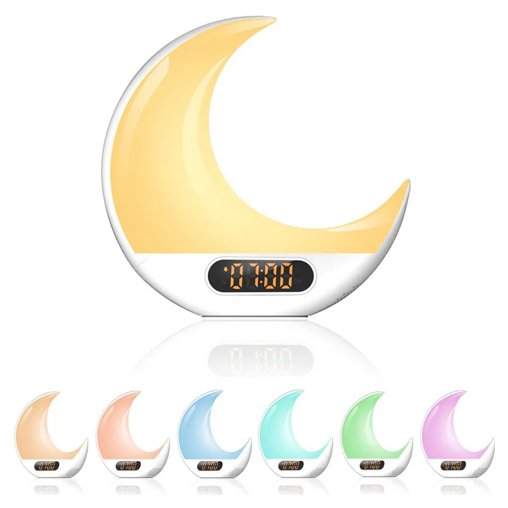 

Intelligent Wake-Up Moon Light Alarm Clock Simulates Sunrise And Sunset Sleep Snooze Bedside Lamp Led Colorful Color Change