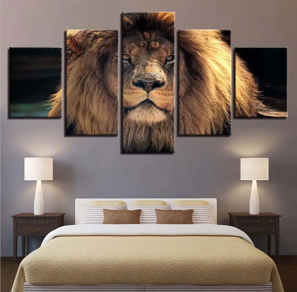 

Modern Brand New Pictures Home Decor Canvas Posters 5 Pieces Animal Paintings Living Room HD Abstract Prints Wall Art Framework