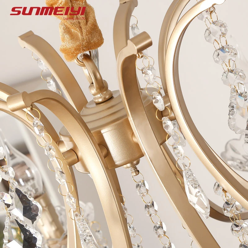 

YSN Nordic LED Crystal Chandeliers Vintage Gold Chandelier Hanging Lamp For Living room Bedroom Study Modern Kitchen Dining room